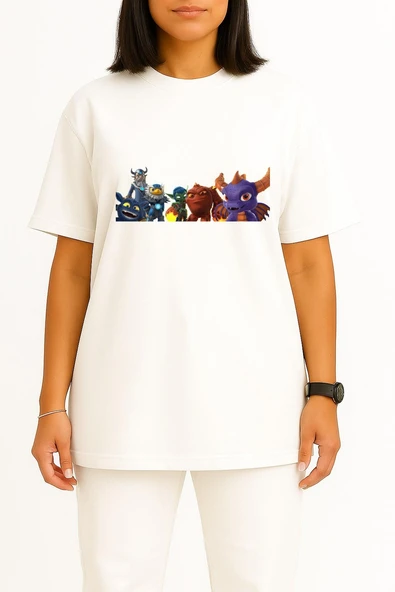 Oversize Imaginators Skylanders Superchargers Göğüs Tasarımlı Unisex T-Shirt - Resim 5
