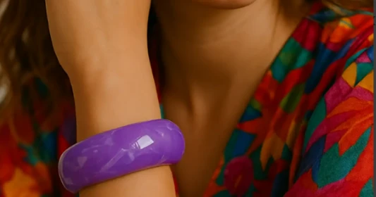 Mor Renk Kalın Kemik Mika Bileklik ürün görseli 1