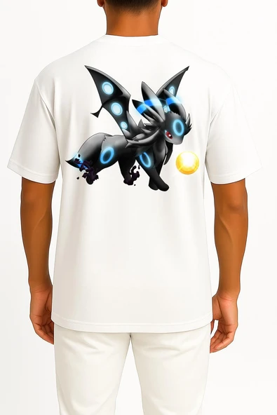 Oversize Umbreon Cep ve Sırt Tasarımlı Unisex T-Shirt - Resim 12