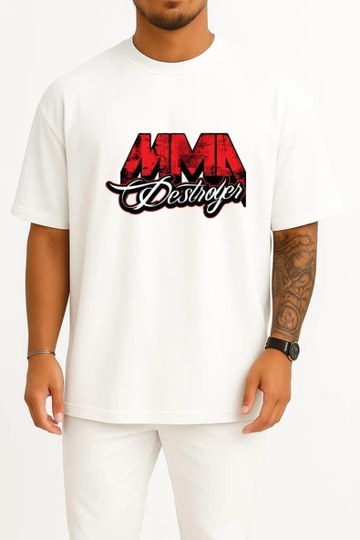 Oversize Mma Destroyer Dövüş Sporu Göğüs Tasarımlı Unisex T-Shirt ürün görseli