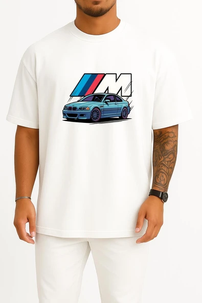 Oversize M Power E46 M3 Göğüs Tasarımlı Unisex T-Shirt - Resim 5