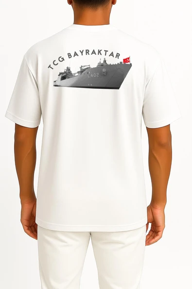 Oversize Tcg Bayraktar - L402 Cep ve Sırt Tasarımlı Unisex T-Shirt - Resim 7