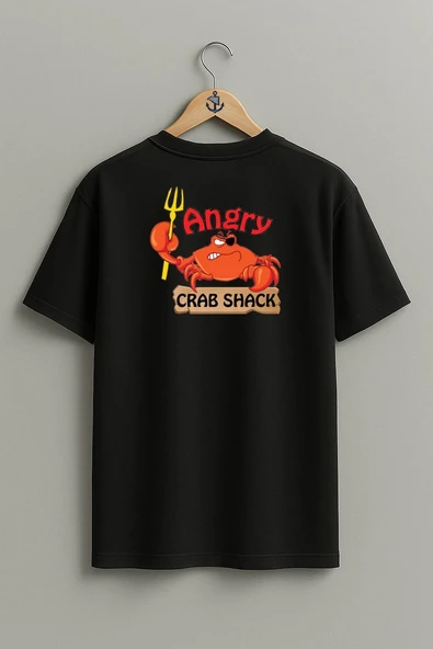 Oversize Angry Crab Shack Yengeç Sırt Tasarımlı Unisex T-Shirt - Resim 9