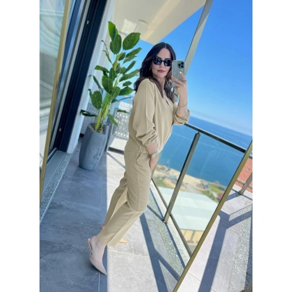 Lucky Life Kadın Uzun Kollu önden Fermuarlı Modal Ceket Ve Pantolon Ikili Takım ürün görseli 1