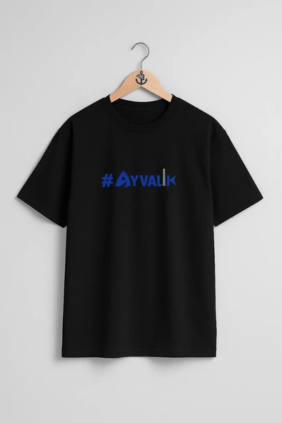 Oversize Balıkesir Ayvalık Yazı Göğüs Tasarımlı Unisex T-Shirt - Resim 9