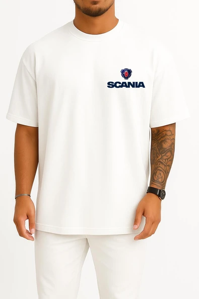 Oversize Scania Logo Cep Tasarımlı Unisex T-Shirt - Resim 3