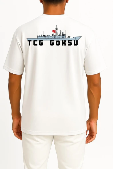 Oversize TCG Göksu F-497 Cep ve Sırt Tasarımlı Unisex T-Shirt - Resim 5