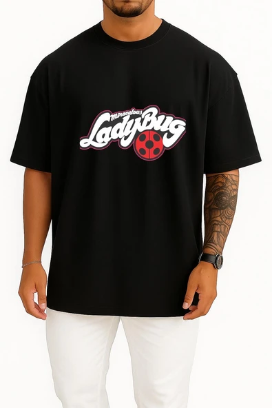 Oversize Adrien Agreste Miraculous Ladybug Göğüs Tasarımlı Unisex T-Shirt - Resim 9