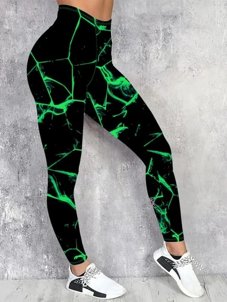 Kadın Yüksek Bel Renk Detaylı Dalgıç Tayt - Resim 3