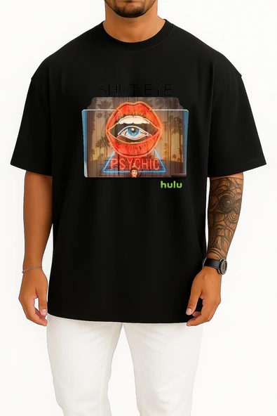 Oversize Shut Eye Series And Season Folder İcons, Shut Eye Göğüs Tasarımlı Unisex T-Shirt - Resim 11