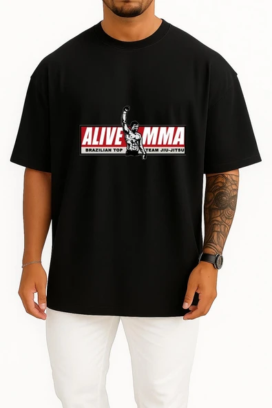 Oversize Mma Mixed Martial Arts Brazilian Jiu-Jitsu Göğüs Tasarımlı Unisex T-Shirt - Resim 9