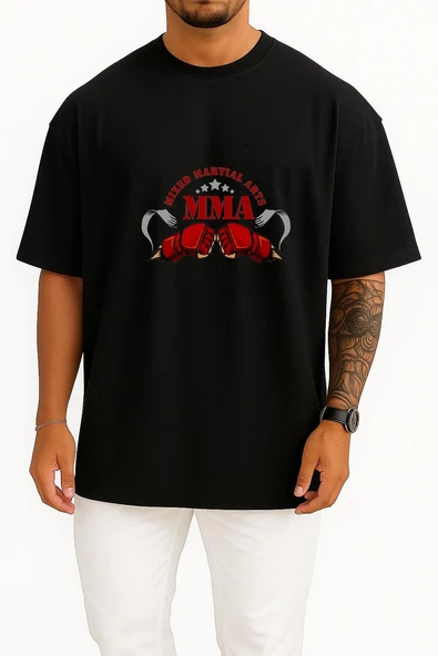 Oversize Mma Kickboxing Logo Göğüs Tasarımlı Unisex T-Shirt - Resim 9