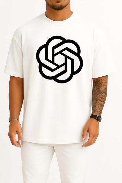 Oversize Openai Chatgpt Göğüs Tasarımlı Unisex T-Shirt - Resim 7