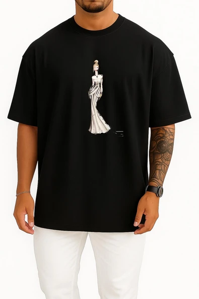 Oversize Bella Swan Edward Cullen Breaking Dawn Wedding Dress Göğüs Tasarımlı Unisex T-Shirt - Resim 9