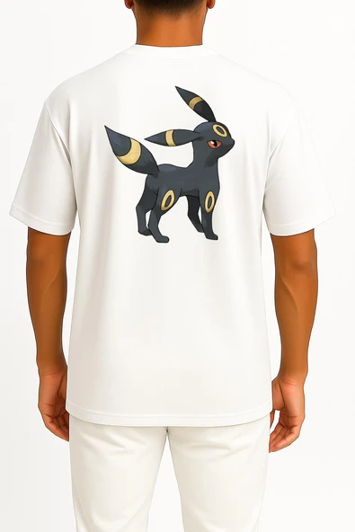 Oversize Umbreon Cep ve Sırt Tasarımlı Unisex T-Shirt - Resim 2