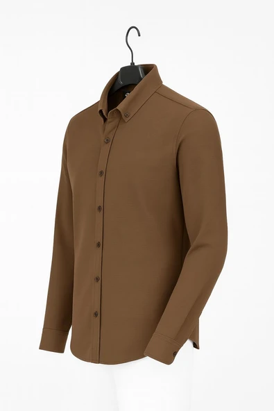 Gewer Uzun Kol Slim Fit İçi Polarlı Erkek Gömlek - 7440 - Resim 7