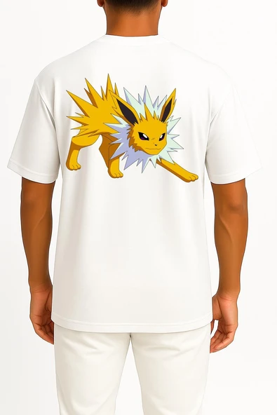 Oversize Zapdos Cep ve Sırt Tasarımlı Unisex T-Shirt - Resim 2