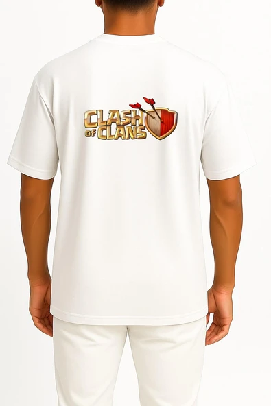 Oversize Clash Of Clans, Clash Of Clans Clash Royale Cep ve Sırt Tasarımlı Unisex T-Shirt - Resim 11