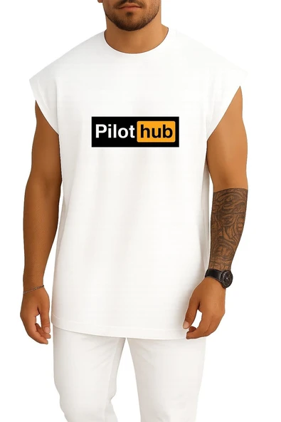 Oversize Pilothub - Pilot Göğüs Baskılı Atlet ürün görseli