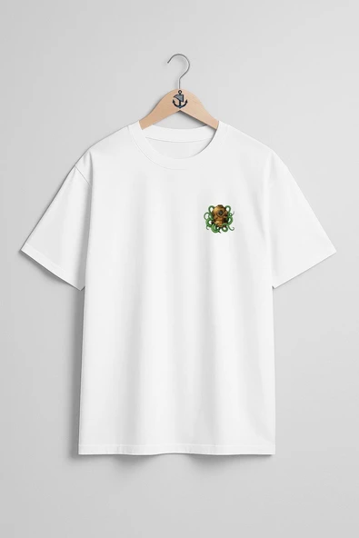 Oversize Octopus Dalgıç Diver Helmet Cep Tasarımlı Unisex T-Shirt ürün görseli