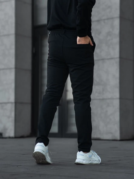 Erkek Diagonel Mikro Dokulu Cepli Pantolon - Siyah - Resim 3