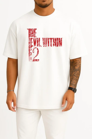 Oversize The Evil Within 2 Video Game Göğüs Tasarımlı Unisex T-Shirt - Resim 5