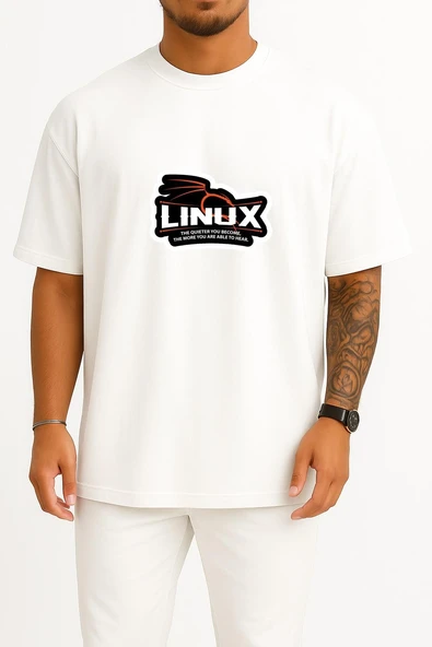 Oversize Kali Linux Göğüs Baskılı Unisex T-Shirt - Resim 4