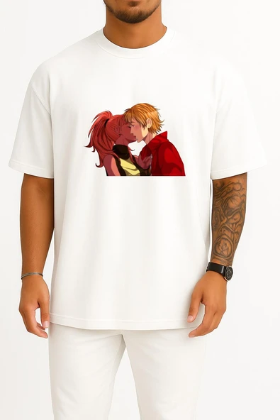 Oversize Mangaka Hair Coloring Red Hair Brown Hair Göğüs Tasarımlı Unisex T-Shirt ürün görseli