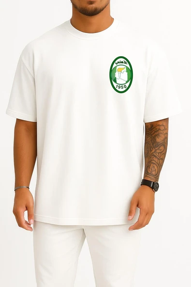 Oversize Al Ahli Sc Saudi Cep Tasarımlı Unisex T-Shirt - Resim 7