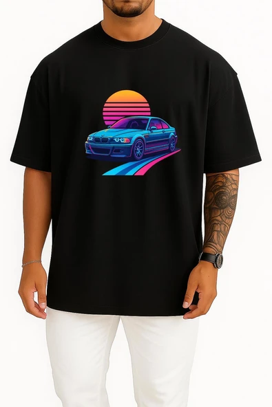 Oversize E46 M3 Göğüs Tasarımlı Unisex T-Shirt - Resim 11