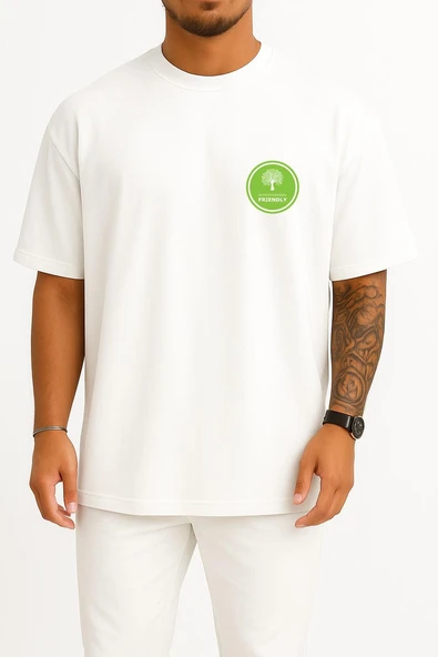 Oversize Environmentally Friendly Natural Environment Cep ve Sırt Tasarımlı Unisex T-Shirt ürün görseli