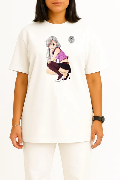 Oversize Meliodas Yedi Ölümcül Günah Göğüs Tasarımlı Unisex T-Shirt - Resim 11