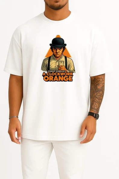 Oversize A Clockwork Orange Göğüs Tasarımlı Unisex T-Shirt - Resim 5