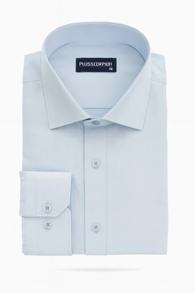 Erkek Beyaz/Mavi Slim Fit Gömlek – Plus Scorpion, Ofis & Günlük Şık Kombin, Ütü Gerektirmeyen - Resim 6