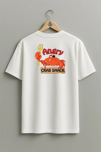 Oversize Angry Crab Shack Yengeç Sırt Tasarımlı Unisex T-Shirt ürün görseli