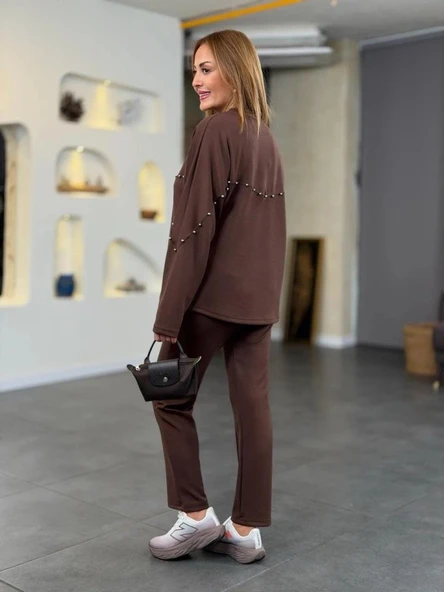 Kadın Inci Detay Modal Kumaş Ikili Takım - Resim 5