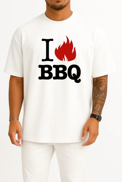 Oversize Barbecue Grill T-Shirt Babb Bros Bbq Göğüs Tasarımlı Unisex T-Shirt ürün görseli
