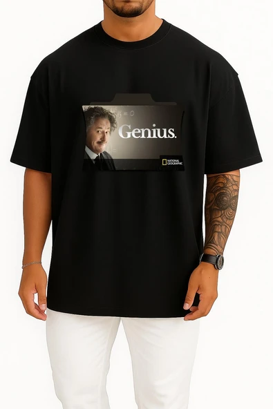 Oversize Genius Season 1 Tv Series Folder Icon, Genius Transparent Background Göğüs Tasarımlı Unisex T-Shirt - Resim 11