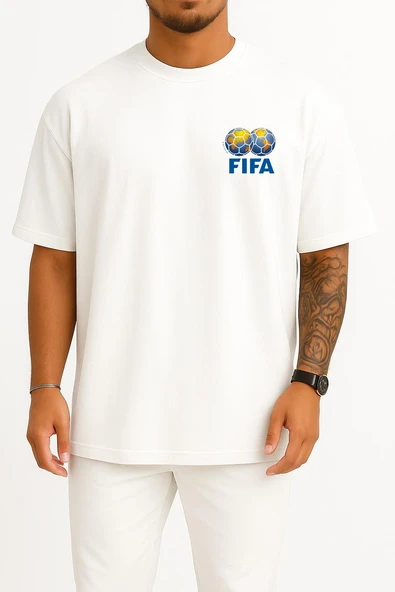 Oversize Dünya Kupası Cep Tasarımlı Unisex T-Shirt ürün görseli