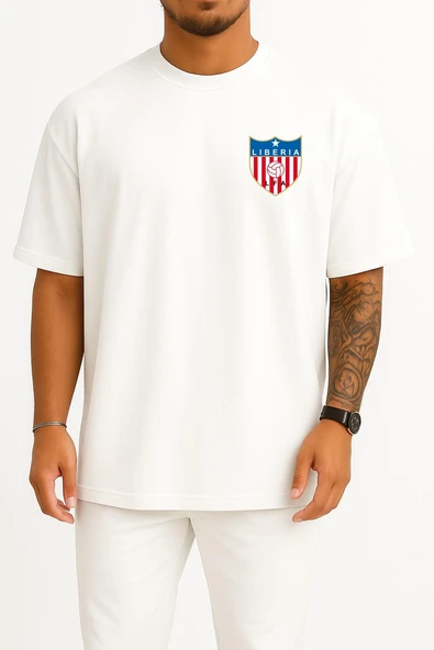 Oversize Liberya Millî Futbol Takımı Cep Tasarımlı Unisex T-Shirt - Resim 5
