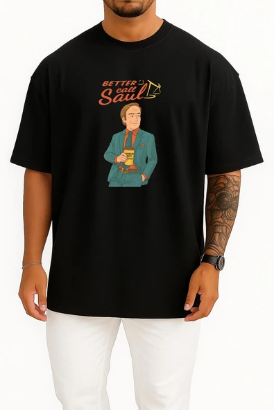 Oversize Better Call Saul - Saul Goodman Ghibli Göğüs Tasarımlı Unisex T-Shirt - Resim 11