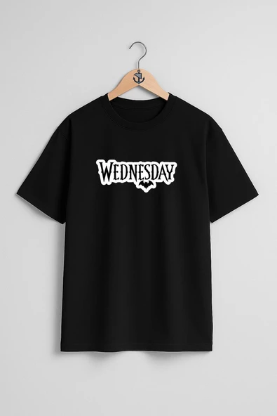 Oversize Wednesday Logo Göğüs Tasarımlı Unisex T-Shirt - Resim 9