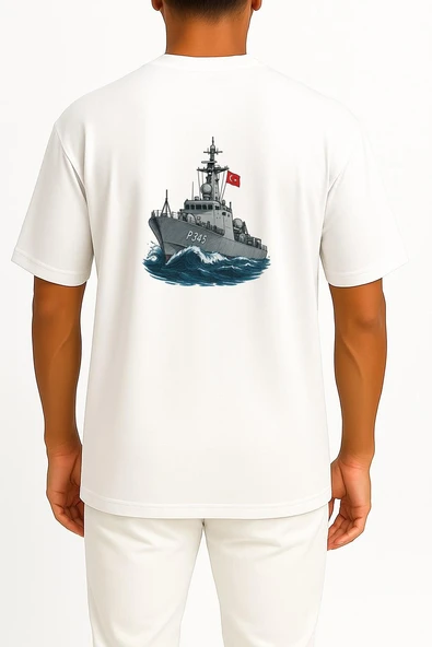 Oversize Tcg Poyraz Cep ve Sırt Tasarımlı Unisex T-Shirt - Resim 5