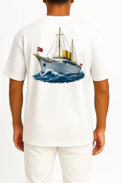 Oversize Tcg Savarona Cep ve Sırt Tasarımlı Unisex T-Shirt - Resim 5