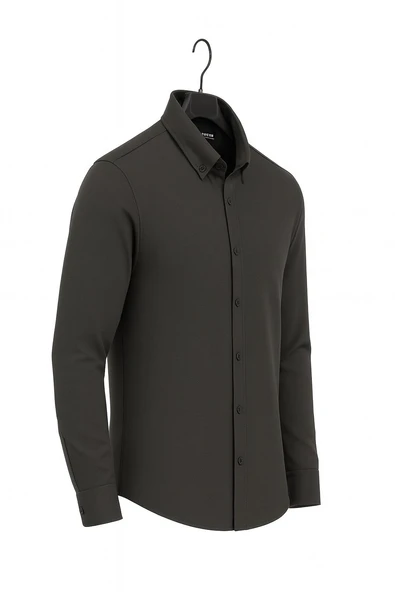 Gewer Uzun Kol Slim Fit İçi Polarlı Erkek Gömlek - 7440 - Resim 10