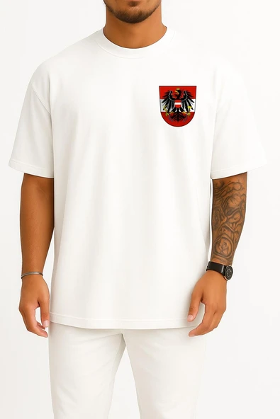 Oversize Avusturya Milli Futbol Takımı Dünya Kupası Cep Tasarımlı Unisex T-Shirt - Resim 3