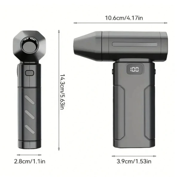 BUFFER® USB Şarjlı Güçlü Hava Üflemeli Toz Temizleyici Araç İçi, Klavye, PC ve Elektronik Cihaz Temizlik Cihazı X8 Jetfan - Resim 5