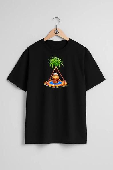 Oversize Şeker Kamışı Göğüs Tasarımlı Unisex T-Shirt - Resim 11