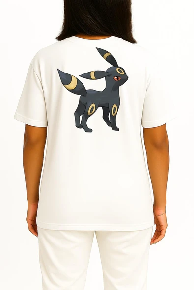 Oversize Umbreon Cep ve Sırt Tasarımlı Unisex T-Shirt - Resim 9