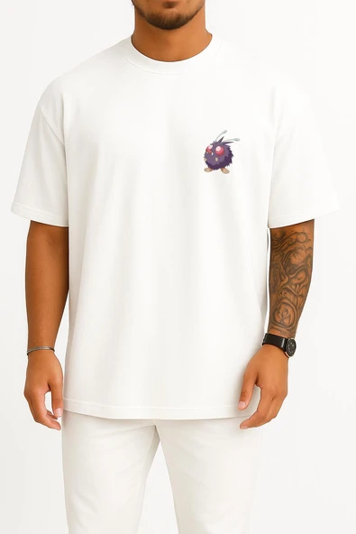 Oversize Venonat Cep Baskılı Unisex T-Shirt - Resim 7